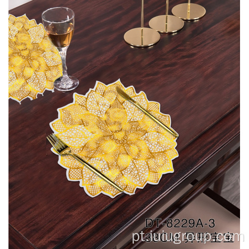 Individuais de ouro em PVC para mesa de jantar